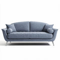 Mid-century modern sofa in light blue fabric 200 x 85 x 90cm with removable cushions