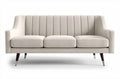 Two-seater gray fabric sofa with tufted upholstery and wooden legs 150 x 80 x 75cm