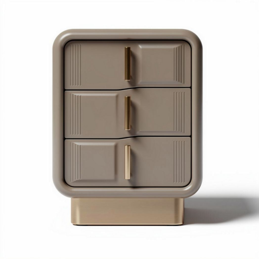 Three-drawer storage cabinet with a beige finish and modern design 45 x 35 x 60cm