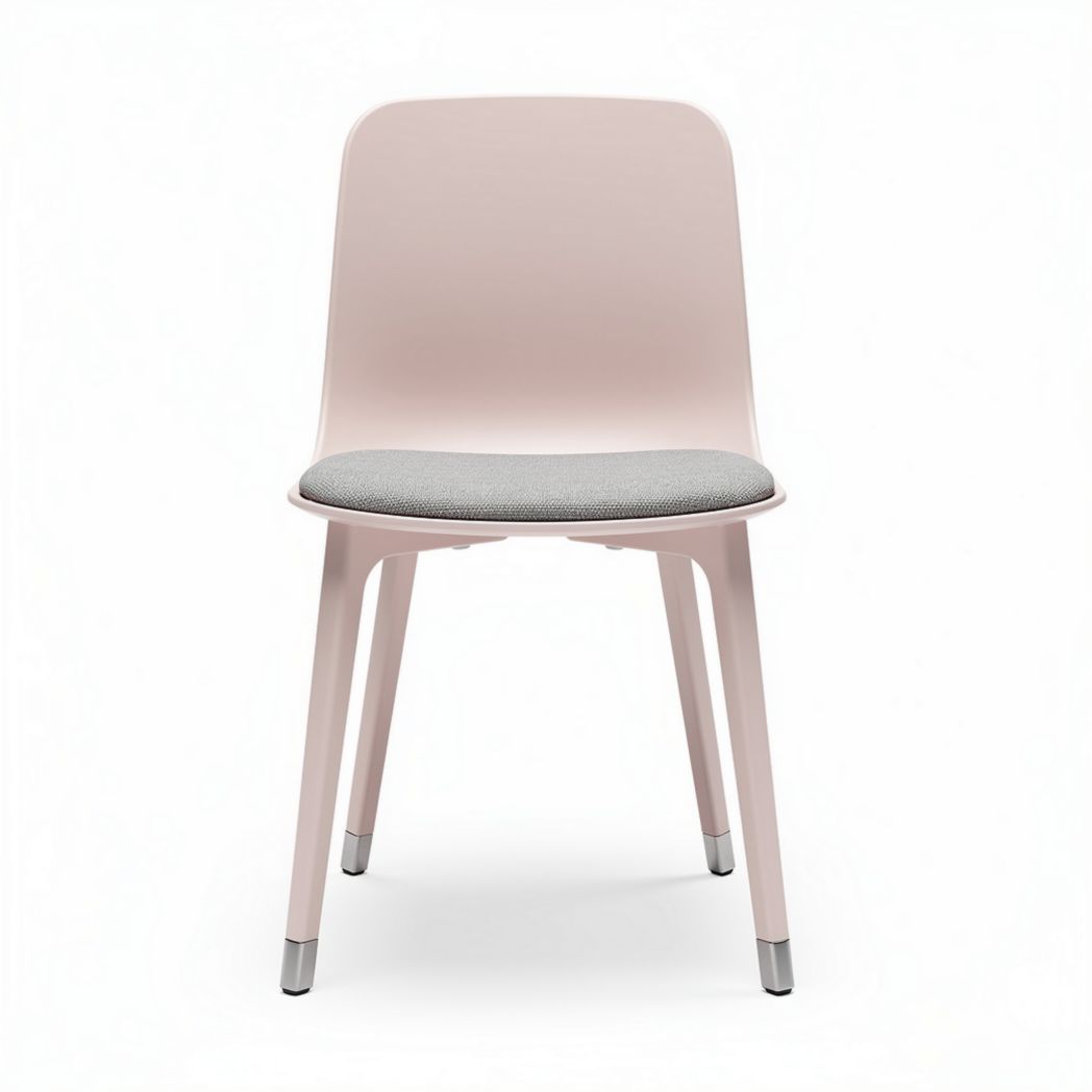 Plastic dining chair with fabric seat in light pink 45 x 50 x 80cm