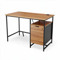 Wooden desktop with metal frame and drawer for home office 120 x 60 x 75cm