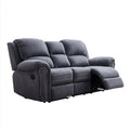 Brown leather reclining sofa with adjustable headrests and chrome legs 200 x 90 x 90cm