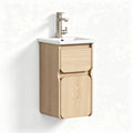 Wall-mounted bathroom vanity with ceramic sink and wood finish 50 x 30 x 75cm