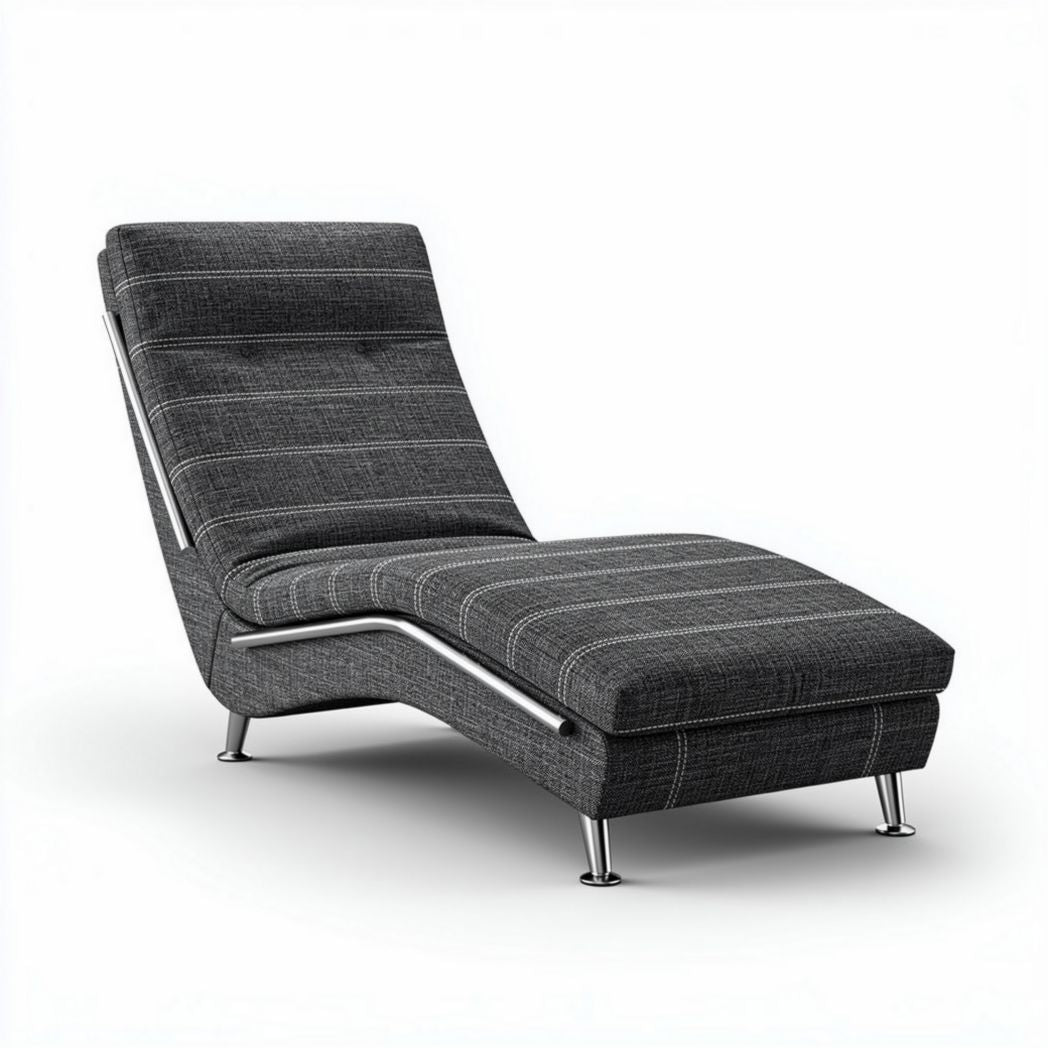 Modern chaise lounge chair in gray fabric 180 x 75 x 70cm for living room use