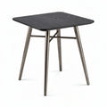 Mid-century modern square table in black wood finish with metal legs 80 x 80 x 75cm