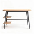 Bamboo desk with metal legs and two shelves 120 x 60 x 75cm